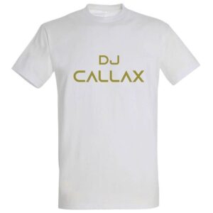 T-Shirt Wit Heren Ronde Hals met gouden tekst opdruk DJ Callax