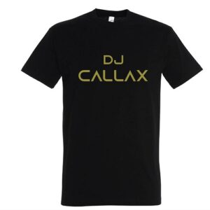 T-Shirt Zwart Heren Ronde Hals met gouden tekst opdruk DJ Callax