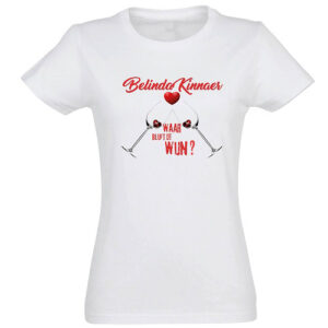 Dames T-shirt Wit Ronde hals met bedrukking