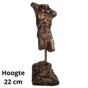 Torso Man op sokkel - handbeschilderd - 22 cm hoogte